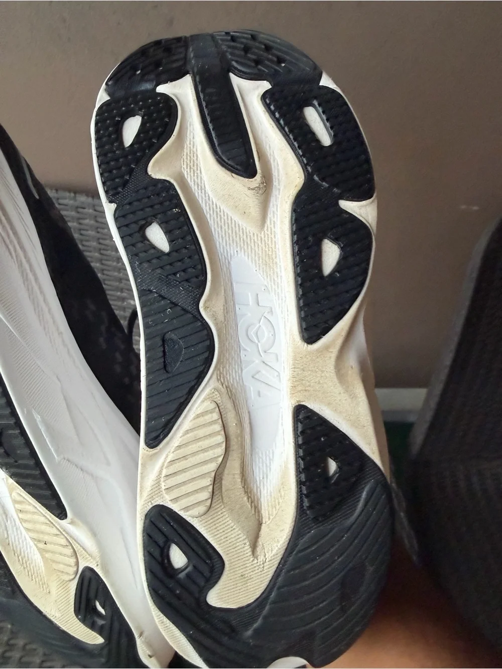Hoka Mens Black & White Running Shoes